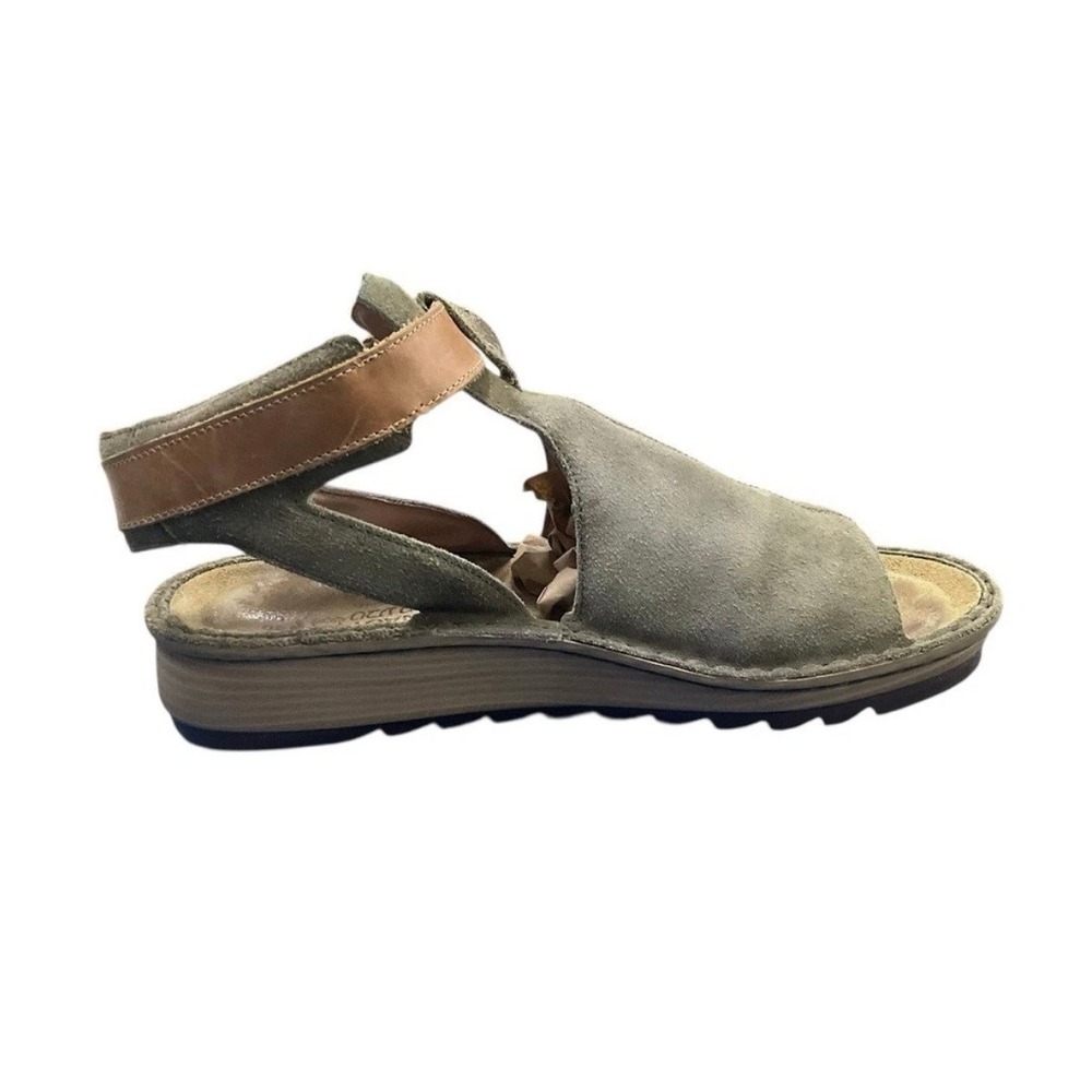 Naot Women Olive Green Suede Ankle Strap Wedge Sandals Size 40 Made in Israel - Picture 4 of 7